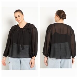 Eloquii| Tunnel Detail Chiffon Blouse